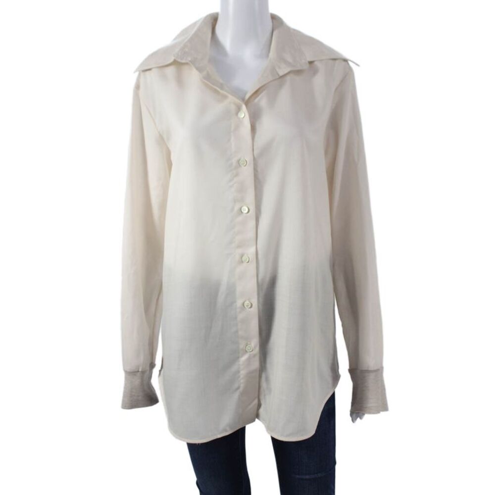 Lorena Antoniazzi Women Tunic Virgin Wool Beige Long Sleeve Size 48
